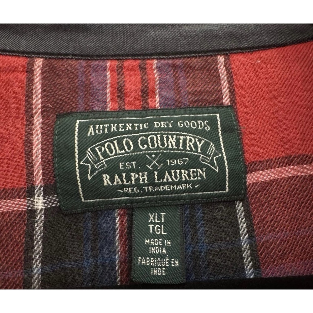 Vintage Polo Country Ralph Lauren Western Shirt XL Tall Buffalo Plaid Snap
